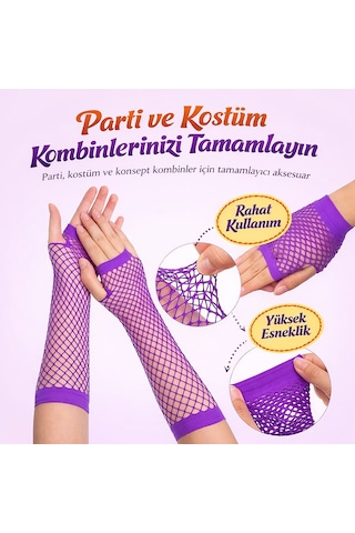 80 Ler 90 Lar Retro Mor File Parmaksız Eldiven 26 Cm 0 - 99