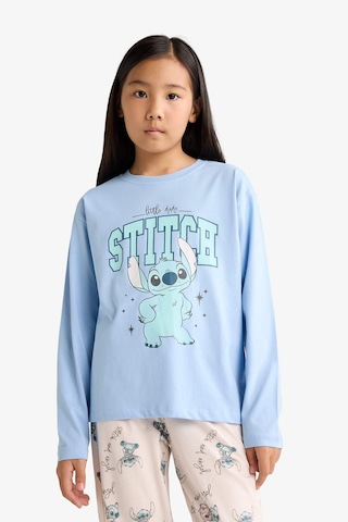 Defacto Kız Çocuk Disney Lilo & Stitch Pijama Takımı Uzun Kollu Üst Uzun Alt F7357a825aube768 Mavi