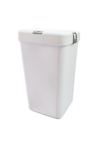 Gümüş Tekli Dokunmatik Çamaşır Sepeti Çöp Kovası Temizlik Kovası Kirli Sepet 40 Litre-mt008 Beyaz