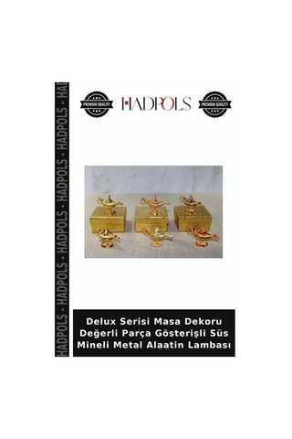 Delux Serisi Masa Dekoru Değerli Parça Gösterişli Süs Mineli Metal Alaatin Lambası