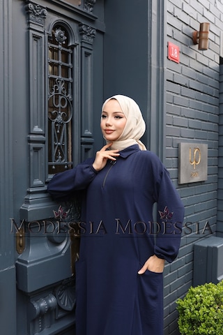 Kadın Lacivert Aerobin Uzun Önü Yarım Fermuarlı İkili Takım T1219 Lacivert