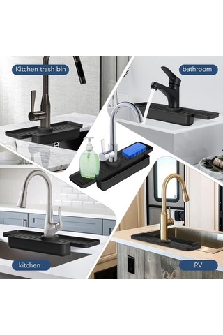 Tongxida Bosphorusboutique Tutucu Süzgeç Siyah Rafı Musluk Musluk Matı Kurutma Fonksiyonlu Mz Asil Siyah Asil Siyah