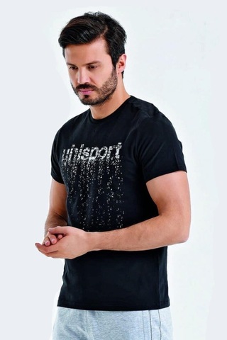 Uhlsport Erkek Tişört Sıfır Yaka B. Pamuk Leo 3201128-Siyah