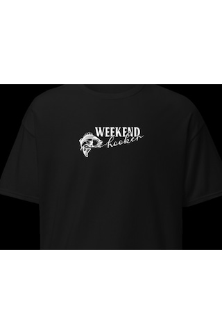 Wildstyle Weekend Forecast Fishing Balıkçılık Hafta Sonu Baskılı Unisex Bisiklet Yaka Pamuklu Tişört