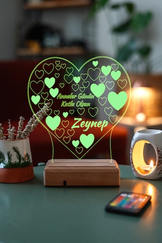 Anneler Günü Hediye Kalp 3D Masaüstü Led Lamba