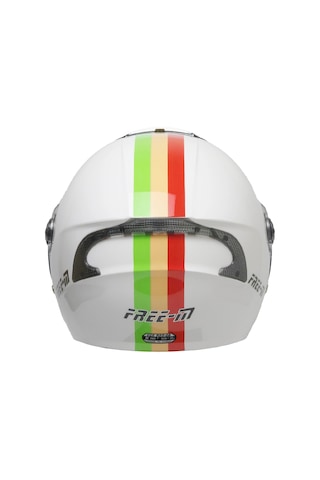 Free-m 618 Yarım Kask İtalyan Güneş Vizörlü Beyaz-yeşil-kırmızı