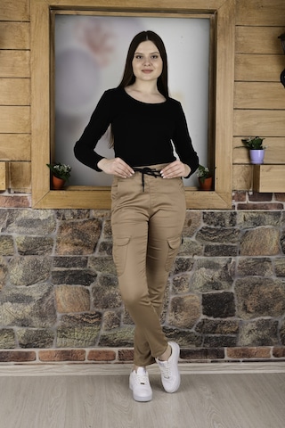 Black Steel Bel ve Paça Lastikli Kargo Cep Fermuarlı Pantolon- Qkbyn444