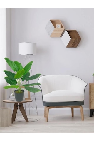 Yapay Çiçek Saksıda Yeşil Muz Yapraklı 12dal 50cm Salon Çiçeği Yapay Bitki