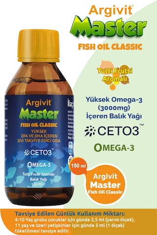 Argivit Master Fish Oil Epa Ve Dha İçeren Balık Yağı 150 Ml