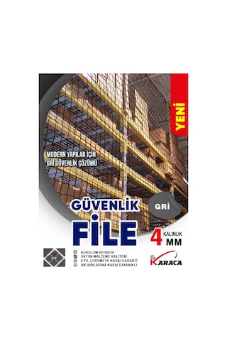 Gri Çocuk Güvenlik File 2.5x12 M 4mm Kalın İp, 5x5cm Göz Aralığı