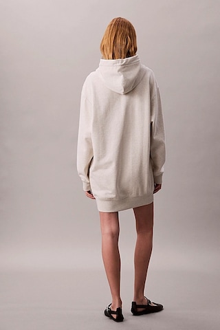 Kadın Rahat Kalıp Kapüşonlu Sweatshirt Elbise - Bej Melanj Vanilla Heather