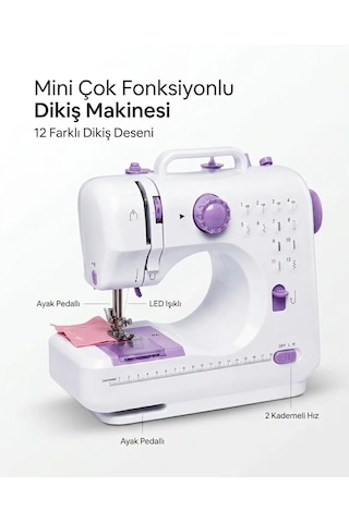Çok Fonksiyonlu Mini Dikiş Makinesi 12 Dikiş Seçenekli 2 Kademeli Hız Ayarlı Diğer