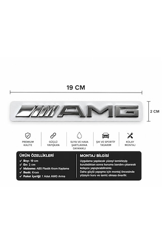 Mercedes Amg Bagaj Logo Amblem Krom Premium Tasarım 0