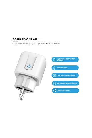 Wi-fi Kontrollü Akım Korumalı Akıllı Priz 16a Tuya & Smart Life Destekli
