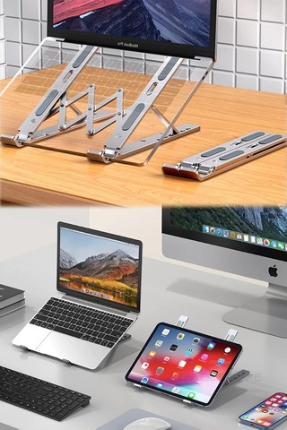 Lexroo Dizüstü Laptop Yükseltici Alüminyum Stand, Tek Beden, Chrmk12967, Gümüş, Erkek