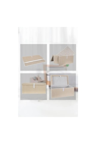 3 Adet Alas Kahverengi Çok Amaçlı Kapaklı Kutu Hurç Megaplus 70x40x30 Cm