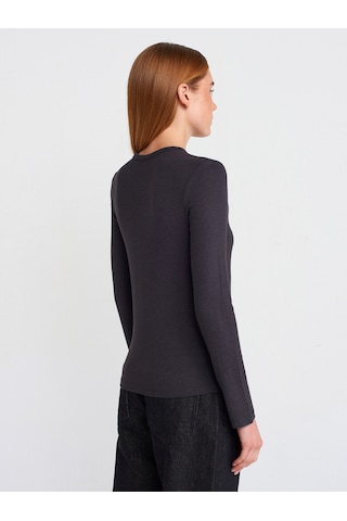 Dilvin 31544 Düğmeli Uzun Kollu Top Antrasit