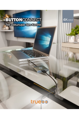 Truebo ButtonConnect 3in1 Aç/kapa Tuşu HDMI Hub