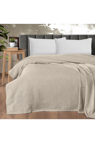 Maxstyle Çift Kişilik %100 Pamuk Pike Bej 200x220 Cm Renkli