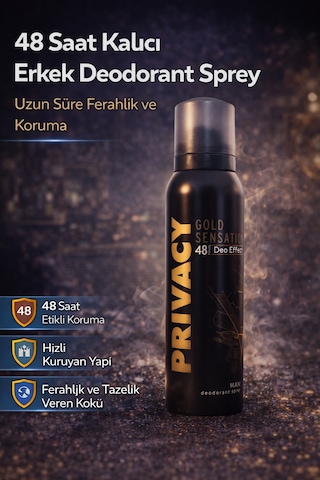 48 Saat Kalıcı Erkek Deodorant Sprey 150 Ml Ferah Koku Ter Önleyici Uzun Süre Etkili