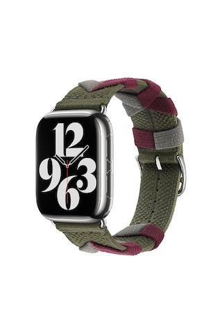 Zore Watch 44mm Uyumlu Clo- Krd-97 Sarmal Örgü Tasarımlı Kordon-haki