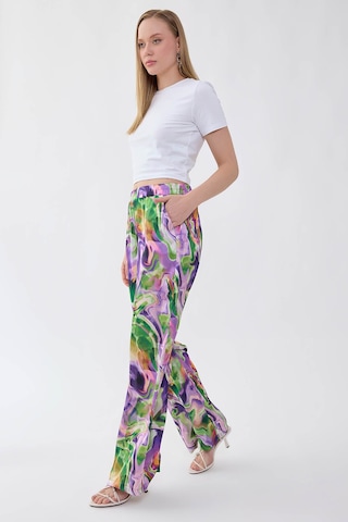 Vitrin Batik Desen Beli Lastikli Pantolon Mor