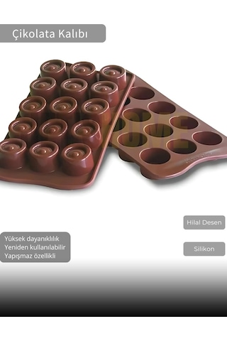 Hilal Desen Çikolata Kalıbı Bpa Free Buz Kalıbı Silikon Tatlı Kalıbı Yapışmaz Kalıp Kahverengi