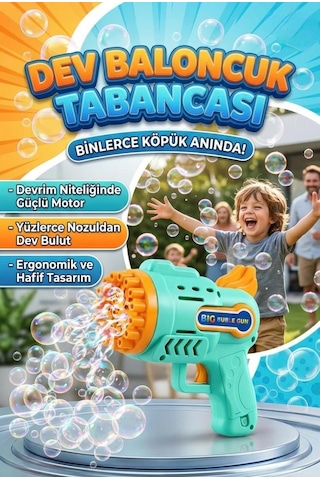 Köpük Baloncuk Makinası 3 Parçalı Yanında 500ml Baloncuk Likiti Hediyeli Eğlenceli Oyun Seti