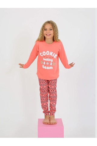 Kız Çocuk Uzun Kollu %100 Pamuklu Pijama Takımı Cookie Team SOMON