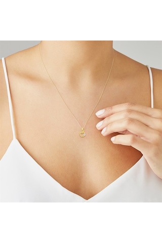 Goldkupe 14 Ayar Tek Taş Elma Altın Kolye 1,61 Gr-1346