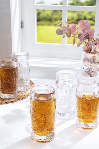 Selen Concept Fleur De Lis Model El Yapımı Cam Bardak 4'lü Set Şeffaf
