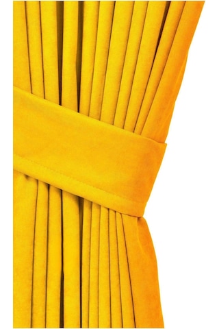 Cheap's Home Petek Dokulu Kadife Dokuma Sık 1 X 3 Pileli Fon Perde Koyu Sarı