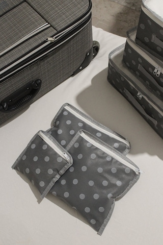 Adarya Home Puantiye Desen Valiz Düzenleyici Bavul İçi Organizer Set 6'lı Antrasit