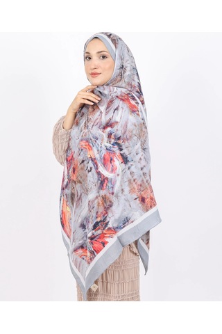 Luissa Bambu Kraş Şal Pastel Desen Gri