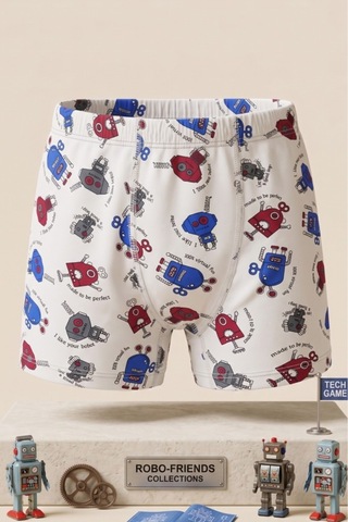 Andredimoda Erkek Çocuk Boxer Pamuklu Desenli Boxer 3'lü Paket Karışık Karışık