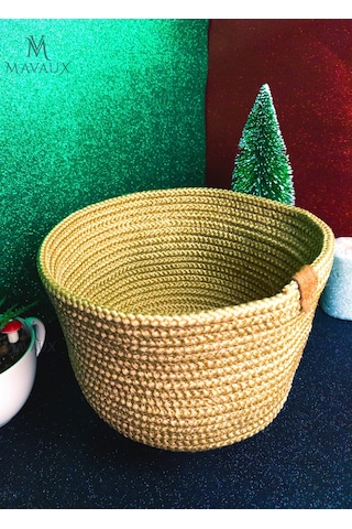 Çok Amaçlı, 25cm - 20 Cm -23 Cm Jüt, Sepet, Hasır, Dokuma Sepet, Düzenleyici Sarı