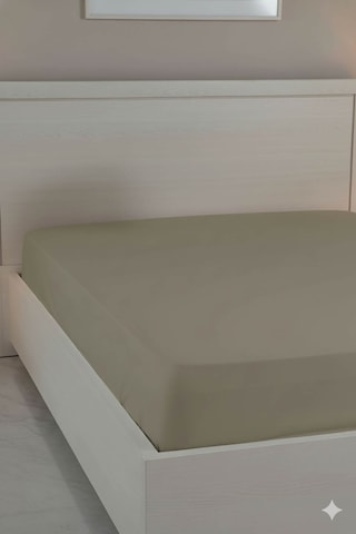%100 Pamuk Ranforce Premium Çift Kişilik Çarşaf - Vizon Vizon
