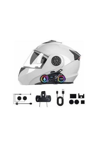 Motosiklet İntercom Üniversal Tüm Kasklara Uygun V6.0 Rgb Bluetooth Seti Kask Kulaklık