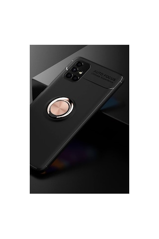 Galaxy Uyumlu M51 Kılıf Range Yüzüklü Silikon - Siyah-gold Renk
