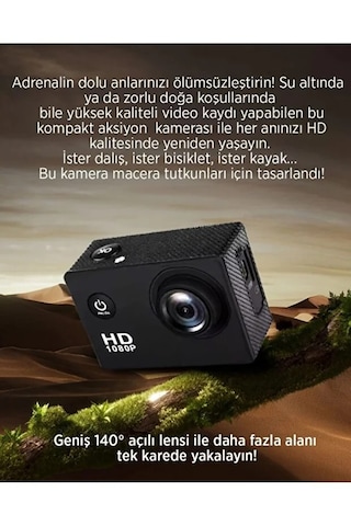 Aksiyon Kamera 1080p Hd Suya Dayanıklı - 140 Geniş Açı Lcd Ekran