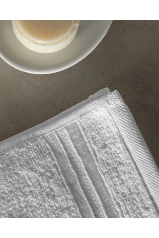 Maynor Bordürü Floşlu 2'li %100 Pamuk El Havlusu - Beyaz 8684427114384 Beyaz