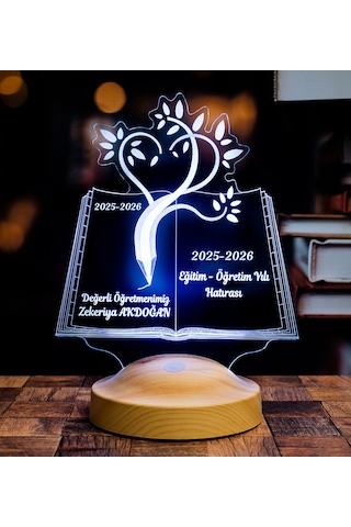 3D Led Lamba 3 Boyutlu Sevgili Öğretmenim Kişiye Özel Gecelambası