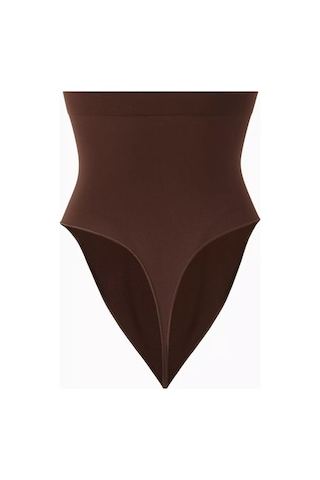 Skims Seamless Sculpt High - Waist Thong, Dikişsiz Yüksek Bel Külot Kahverengi