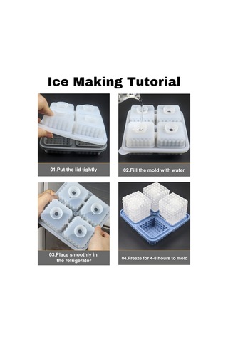 Dianziye Yeşil Silikon Buzluk Kalıbı - 4 Adet Kare Buz Küpü, Yavaş Erime, Gıda Grubu, Ev Ve Bar Kullanıma Uygun, Tekrarlı Kullanım Çok Renkli