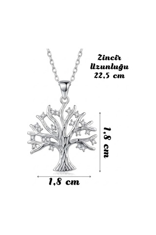 925 Ayar Gümüş Hayat Ağacı Zirkon Taşlı Kadın Kolye - Anlamlı Şık Takı Gold & Silver Seçenekli Gümüş - 910266854 Gümüş