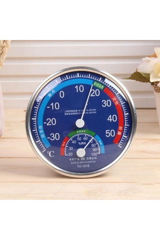 Beyaz Analog İç Mekan Kadranı Büyük Yuvarlak Termometre Higrometre Nem Sıcaklık Ölçer