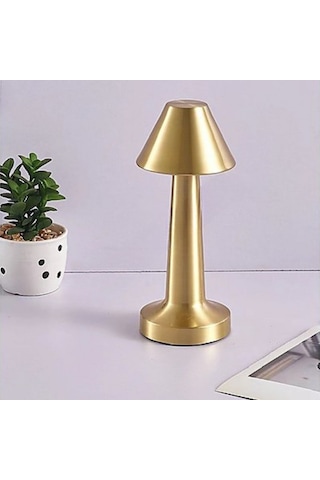 Buffer Çatı Model Gold Renk Şarjlı Dokunmatik 3 Renkli Led Masa Lambası Gold