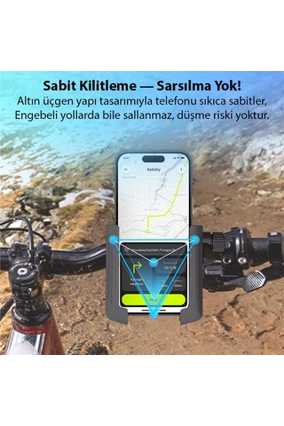 Ally Motosiklet Bisiklet Scooter İçin 360 Derece Dönebilen Gidon Bağlantılı Telefon Tutucu Siyah