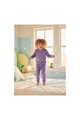 H&c Coolboy H&c Çocuk Timsah Desenli Uzun Kollu Pijama Takımı Lila