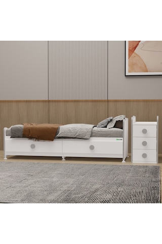 Garaj Home Melina 5 Çekmeceli Büyüyen Mdf Çıtalı Beşik - Gri Beyaz